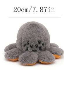 1pc Halloween Reversible Pumpkin Octopus Plush Doll - Double Sided Face Flip - White - View 7
