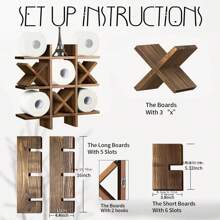 卫生纸架，卫生纸储存浴室装饰，质朴的木制悬挂式储存架，适用于农舍卫生纸的墙壁搁架装饰（棕色） - 咖啡棕 - 查看 4