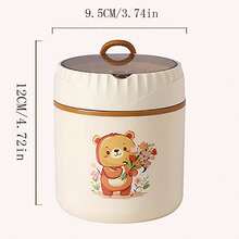 1pc 530ml Insulated Soup Mug With Lid And Spoon, 304 Stainless Steel Bear Design Oatmeal CupSchool Supplies,Back To School - Multicolor - View 9