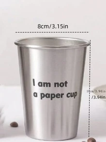 1 件标语图案杯，健康水杯，带标语的金属杯，适合休闲度假、朋友聚会返校 - 銀色 - 查看 5