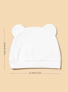 1pc Traceable 100% Cotton Newborn Baby Beanie, Anti-Startle Cap, Warm Hat, Suitable For All Seasons, Soft & Skin-Friendly - White - View 3