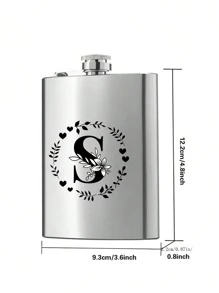 8oz Stainless Steel Hip Flask With Funnel Rose Gold Initial Letter Pattern Pocket Hip Flask Alcohol Whiskey Hip Flask Screw Cap 304 Drink Bottle Outdoor Travel Hip Flask