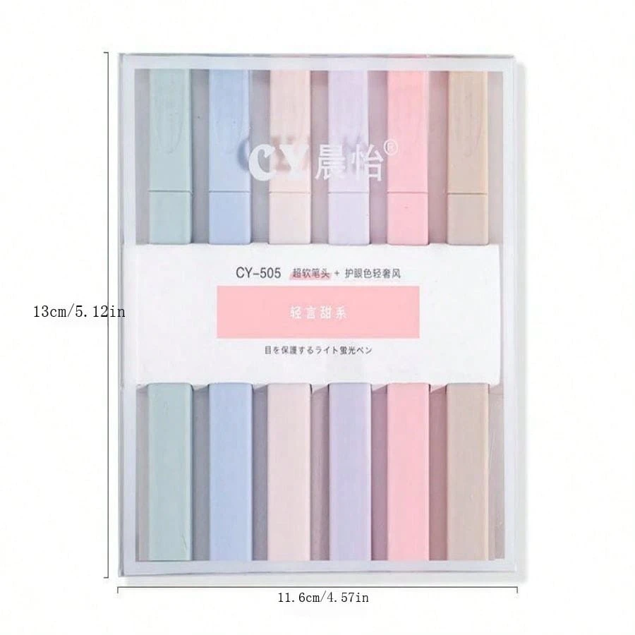 6pcs Light Colored Soft Head Highlighter Pen For Students To Use For