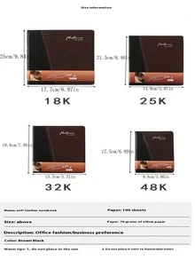 1pc Professional Office Business PU Leather Notebook - Multicolor - View 5