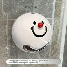 1 pieza Soporte montado en la pared del baño para rollo de papel higiénico, caja de pañuelos y toalla facial - Multicolor - Ver 5