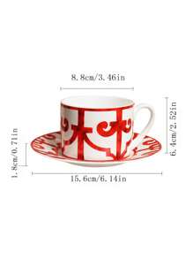 Zestaw kubków z żelaznym wzorem w kształcie linii okiennej, 1 szt., zawiera ceramiczną filiżankę i spodek o pojemności 270 ml, odpowiedni do biura, domu i kawiarni