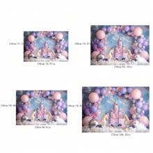 Kides Cake Smash Photography Background Purple Dream Unicorn Girles 1st Birthday Party Backdrop Banner Castle Balloon Floral Decor Photozone Props Photo Studio - Multicolor - View 2