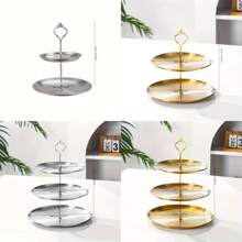 1件装多层甜点架 - 多层设计，不锈钢材质，优雅耐用 - 适用于婚礼、生日、下午茶、水果拼盘、点心糕点托盘，金色或银色可选 - 彩色 - 查看 3