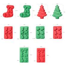 1 件圣诞硅胶蛋糕模具 1/6/7 孔模具 DIY 烘焙手工皂模具巧克力模具烘焙用具圣诞节圣诞装饰圣诞装饰品圣诞礼物 - 彩色 - 查看 9