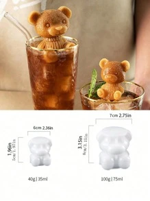 1入組可愛熊形白色冰塊模具，DIY矽膠創意冰棒模具 - 白色 - 查看 2