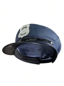 1 pieza Gorra de policía para niños, gorro plano para niños, gorra de uniforme de disfraz de juguete - Azul Marino - Ver 5