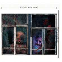 Fondo de Noche de Halloween Espeluznante Decoración de Alféizar de Ventana con Sombra Negra Sangrienta Decoración para Fiesta de Halloween Fondo de Banner para Fiesta de Vacaciones Decoración de Fiesta Espeluznante Fondo de Vinilo, Navidad - Multicolor - Ver 5