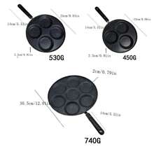 1pc 7 Hole Non-Stick Round Egg Frying Pan, Chicken Wing Frying Skillet, Griddle Pancake, Egg Patty, Breakfast Flat Pan Seafood Boil - Black - View 2