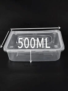 Cajas rectangulares de plástico grueso desechables para comida para llevar, negras y transparentes - transparente - Ver 3