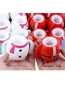 圣诞装饰 1 件大号独特圣诞老人挤压玩具，减压挤压雪人小玩意玩具，圣诞树装饰品，降临节日历，圣诞礼物 - 紅色 - 查看 3