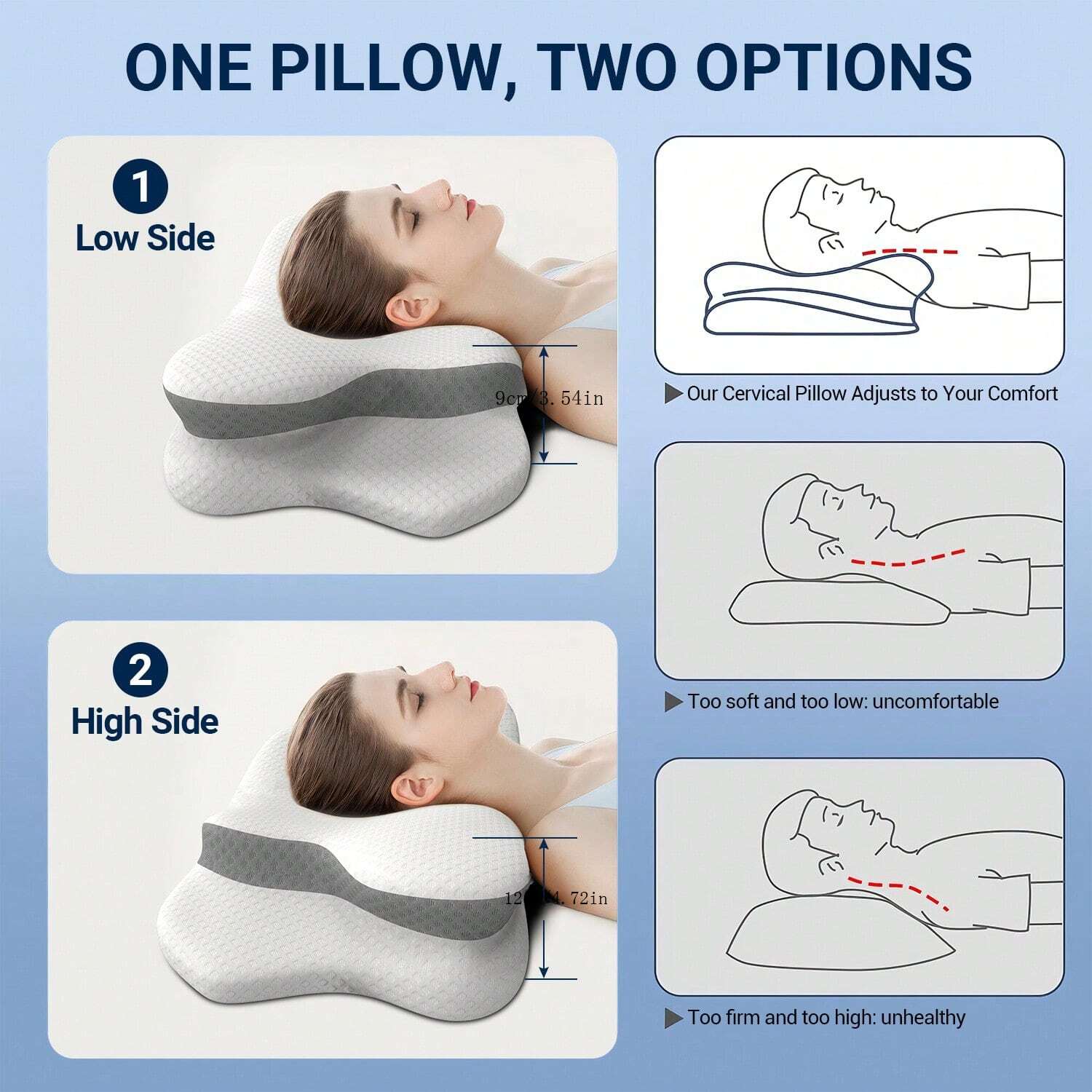 Cervical Pillow For Neck Pain Relief, Ergonomic Orthopedic Bed Pillows