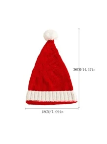 1pc Cute Christmas Santa Hat, Kids Warm Knitted Beanie For Autumn/Winter - Wool Cap - View 3