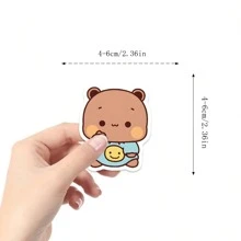 62pcs Cute Animal Fabric Sticker, Suitable For Decorating Skateboard, Computer, Desk, DIY Painting - Multicolor - View 2