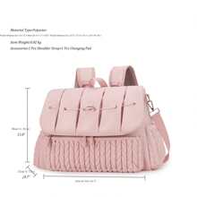 妈妈背包尿布包，大容量时尚单肩手提包，防水户外旅行包 - 粉色 - 查看 2