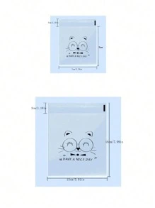 100个装可爱卡通透明自粘面包袋豆沙菠萝袋烤切片吐司全麦面包自封包装饼干袋 - 彩色 - 查看 4