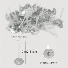 100/200/500pcs Candle Wicks, Tea Light Candle Wicks, 2.54 Cm Low Smoke Pre-Waxed Candle Wick With Metal Tabs, Slow Burning Wicks For Wedding Birthday Party Christmas Halloween Wax Tealight Candle Making - White - View 2