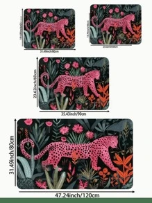 8mm Thick Flannel Jungle Pink Leopard Print Area Rug, Machine Washable, Perfect For Living Room, Bedroom And Kitchen Decor - Multicolor - View 5