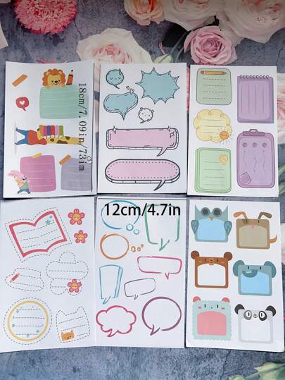 1 套 6 件可写文本框贴纸，尺寸 2