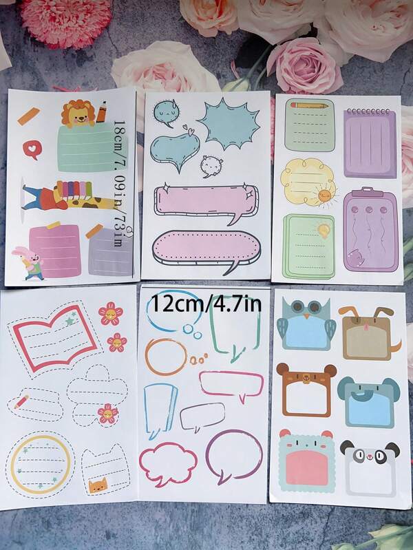 طقم 6قطع ملصقات صندوق نص قابل للكتابة ، الحجم 2