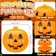 12/24/36/48 piezas Contenedores con forma de calabaza, caja de dulces de plástico a granel con forma de calabaza, mini calabazas, cajas de dulces con forma de calabaza, cajas de regalo de dulces para fiestas (Detalles y otros aleatorios) - Multicolor - Ver 3