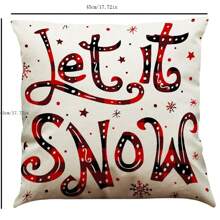 Bộ 4 vỏ gối trang trí Giáng sinh bằng vải lanh 45*45cm có in hình "Let It Snow" và "Merry Christmas", đạo cụ chụp ảnh Đồ trang trí Giáng sinh Đồ trang trí Giáng sinh Đồ trang trí Giáng sinh - Đỏ và trắng - Xem 6