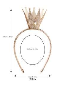 1 Trẻ Em Bé Gái Hình Vương Miện Lấp Lánh Vải Băng Đô Quấn Tóc Phụ Kiện Tóc - Vàng - Xem 2