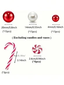 1 包/54 件红白珍珠花瓶填充物适用于节日餐桌装饰 - 非常适合婚礼、圣诞节、生日等！ - 彩色 - 查看 5
