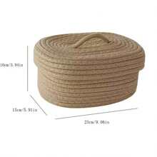 Natural Woven Desktop Storage Box, Simple Handmade Cosmetic, Sundries & Sewing Organizer, Dustproof Japanese Style,Kitchen,Kitchen Accessories,Kitchen Tools,Organiser Kitchen,Makeup Organizer,Wedding Items,Flower Decorations,Home Stuff,Table,Home Decorations,Home Organization And Storage,Room Decor,Room Decor Bedroom,Modern Boho Rope Plant Hangers, Wood Rattan Geometric Baskets, NaturalMix Metal Frame Accents For Coastal Garden Decor - Mocha Brown - View 5