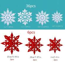 36 Pieces, Christmas Sparkly Snowflake Ornaments, Christmas Tree Ornaments, Festive Party Decorations, For Christmas Trees, Windows And Doors, Coffee Shops, Outdoor Decorations And Decorations Best Gifts Birthday Home Decor Christmas Decorations Room Decor Winter - Multicolor - View 12