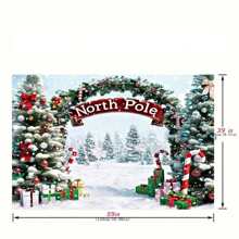 Holiday Magic "Snow Wonderland Christmas Background -1 Piece Of Polyester Photography Background With Pine Trees And The North Pole, Suitable For Holiday Portraits And Party Decorations Winter Wonderland Decoration,Christmas - Multicolor - View 2