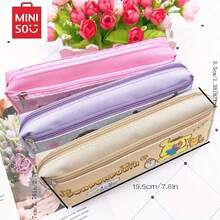 1pc Cute Large Capacity Dual Compartment Zipper Pencil Case Pouch, PU Material For School, Travel And Cosmetic Storage - Multicolor - View 6