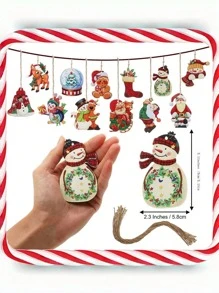 12 Cái Nhiều Màu Sắc Xmas Bằng Gỗ Ký Treo Trang Trí, Cây Giáng Sinh Đồ Trang Trí, Gỗ Nhỏ Mặt Dây, Cho Tiệc Giáng Sinh - Xem 7