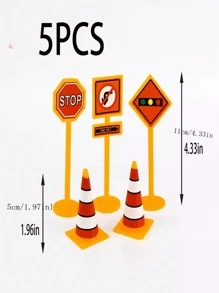5/6 Construction Cake Decoration Vehicle Cake Decoration Set Excavator Cupcake Decoration Traffic And Road Signs Decoration Happy Birthday Party Supplies Gift