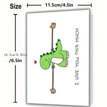 1 张趣味创意情人节卡片，可爱恐龙印花卡片，周年纪念卡片，送给男朋友和女朋友的完美情人节礼物，圣诞节
