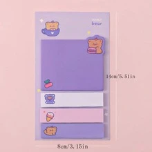 1 libro 80 piezas Notas adhesivas con índice de dibujos animados, pegatinas de memo de estilo femenino INS, suministros de oficina de categorización, notas reutilizables de varios tamaños, para uso en múltiples ocasiones - Multicolor - Ver 2