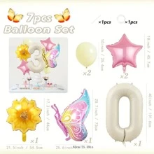 Conjunto de globos de mariposa con números del 1 al 9, incluyendo globos de mariposa con degradado de colores, globos con flores y globos con números en color crema - perfecto para decoraciones de fiestas de cumpleaños de cuentos de hadas, bodas, aniversarios y fiestas de spa - Multicolor - Ver 2