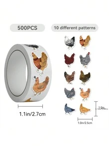 500 张卡通母鸡妈妈和小鸡宝宝贴纸卷，适用于水瓶、自行车、笔记本电脑、冰箱、行李箱、手机、圣诞礼物、卷心菜娃娃、感恩节贴纸、婴儿圣诞节、海鸥、儿童圣诞礼物、金色涂鸦、圣诞贴纸卷、婴儿水瓶、特朗普 - 彩色 - 查看 2