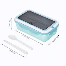 1pc Student Multi-Compartment Lunch Box, Microwave-Safe PP Material Bento Box Office Worker Food Container With Seal - Multicolor - View 3