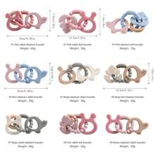 Brazalete de silicona con figura de animal para dentición, palito de silicona masticable, juguete de sonajero para bebé, palito para dentición, juguete anti-mordida, juguetes para bebé que están saliendo los dientes, brazalete de dentición, sonajero de dentición para bebé