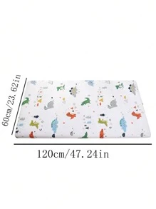 1pc 120 X 60 Cm All-Cartoon Crib Sheet & Mattress Cover Set, Breathable, Absorbent, Suitable For All Seasons, Cute Cartoon Print Design Love Valentine - Elephant - View 5