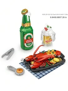 LOZ 多种传统中式食物模型龙虾大闸蟹迷你积木套装生日礼物室内摆设提高动手能力 - 黑色 - 查看 3