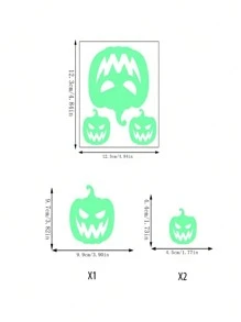 1pc New PVC Night Luminous Pumpkin Head Wall Sticker, Self-Adhesive Glow In The Dark Bat Decor - Multicolor - View 3