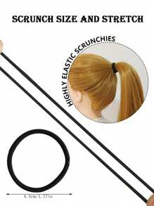 200/100/50/30/20 piezas Gomas de pelo negras para pelo grueso y rizado, sujetadores de cola de caballo, bandas elásticas de pelo, aptas para el pelo diario, atar el cabello, maquillaje navideño, maquillaje de novia, cabello al aire libre, ducha y banda elástica