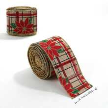 1 Roll 63mm Christmas Woven Ribbon, Faux Burlap Ribbon For Bows, Snowflake Decorations, Christmas,Christmas