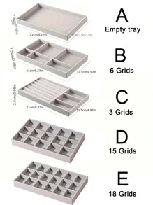 1/4pcs Jewelry Storage Box Tray With Drawers, Compartments For Earrings Rings Necklaces Display, Makeup Vanity Organizer,For Holiday Beach, Bathroom Collection, Bedroom Collection, Large Capacity - Grey - View 4